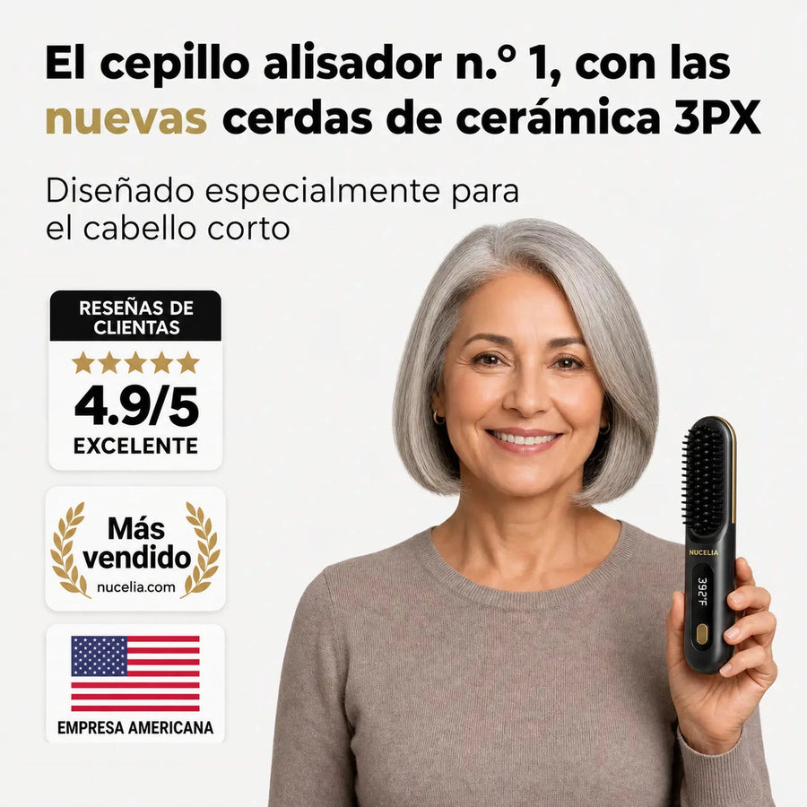 Cepillo alisador Nucelia para cabello corto